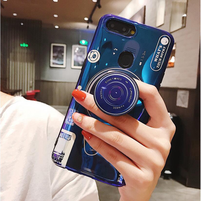 Ốp Lưng Mềm Có Giá Đỡ Hình Camera Cho Oppo R17 Pro R15X R15 R9 R9S R11 R11S F1 F3 Plus K1