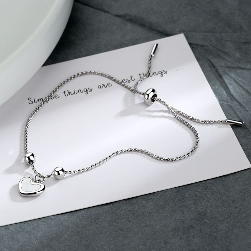 Vòng tay bạc S925 dây rút - Lắc tay nữ bạc Ý hình tim nhỏ Safia Heart dễ thương, thanh lịch ZaZa Accessories