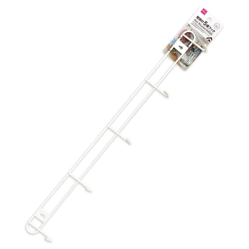 Daiso Mắc Áo 5-Hook Wall-Mounted Hanger White Size-1Ft.10.6In.X2.5In.