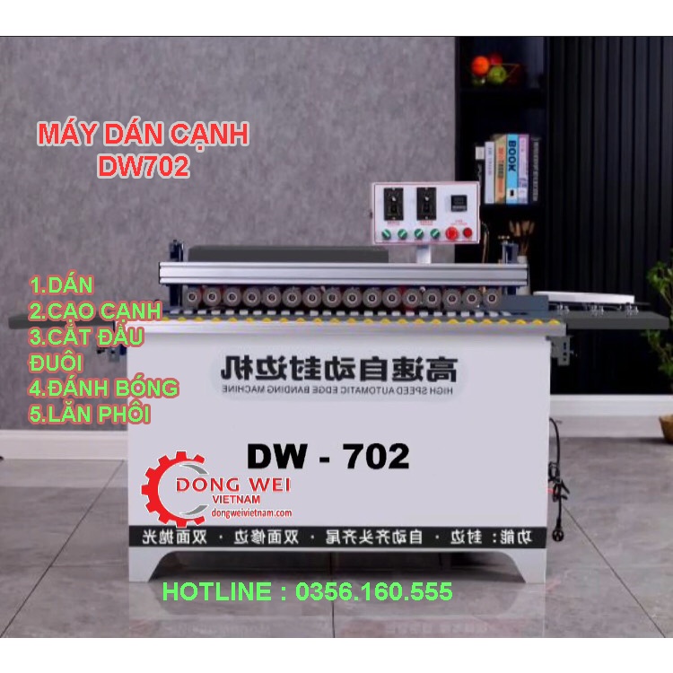 🚚 FREE SHIP 🚚 Máy dán cạnh gỗ 5 chức năng DW - 702 tự động cắt đầu cuối