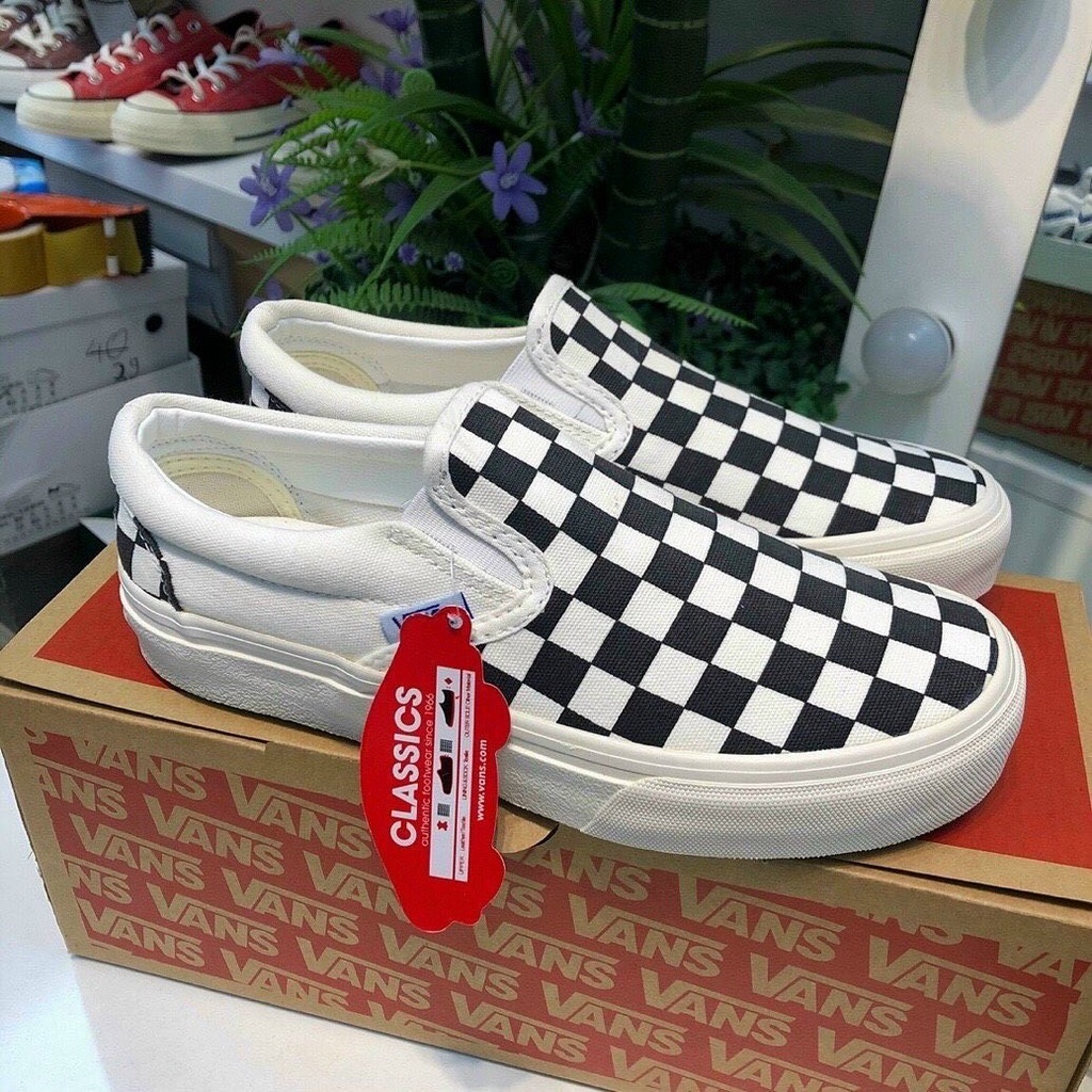 Giày Lười Nam Nữ Vans Caro Classic, Giày Slip On Đi Chơi Đi Học Thời Trang Giá Rẻ