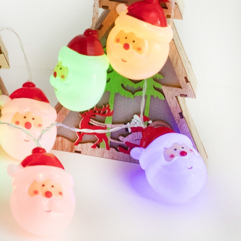 Dây Đèn LED 10 Bóng Hình Ông Già Noel Trang Trí Giáng Sinh
