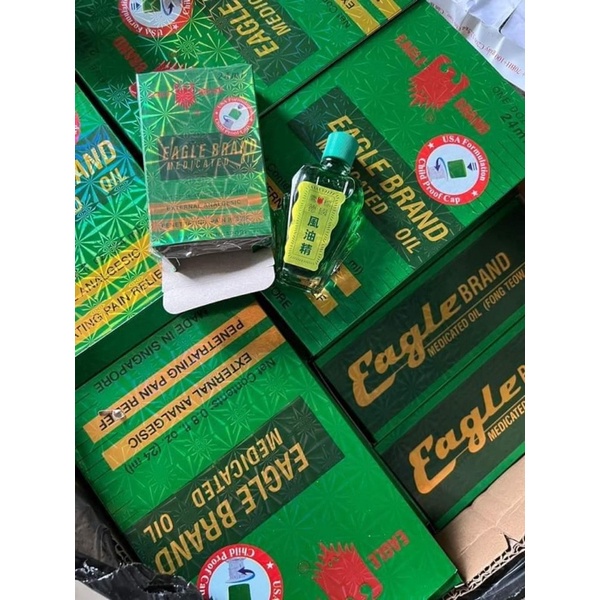 Dầu Gió xanh con ó 2 nắp 24ml, Dầu nóng SINGAPO Xuất Mỹ thơm nóng