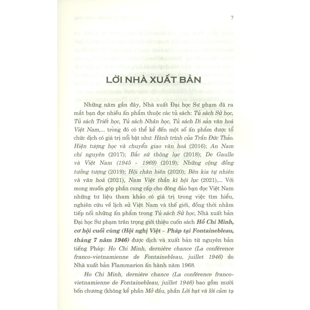 Sách - Hồ Chí Minh - Cơ Hội Cuối Cùng: Hội Nghị Việt - Pháp Tại Fontainebleau, Tháng 7 Năm 1946 (Bìa Cứng)