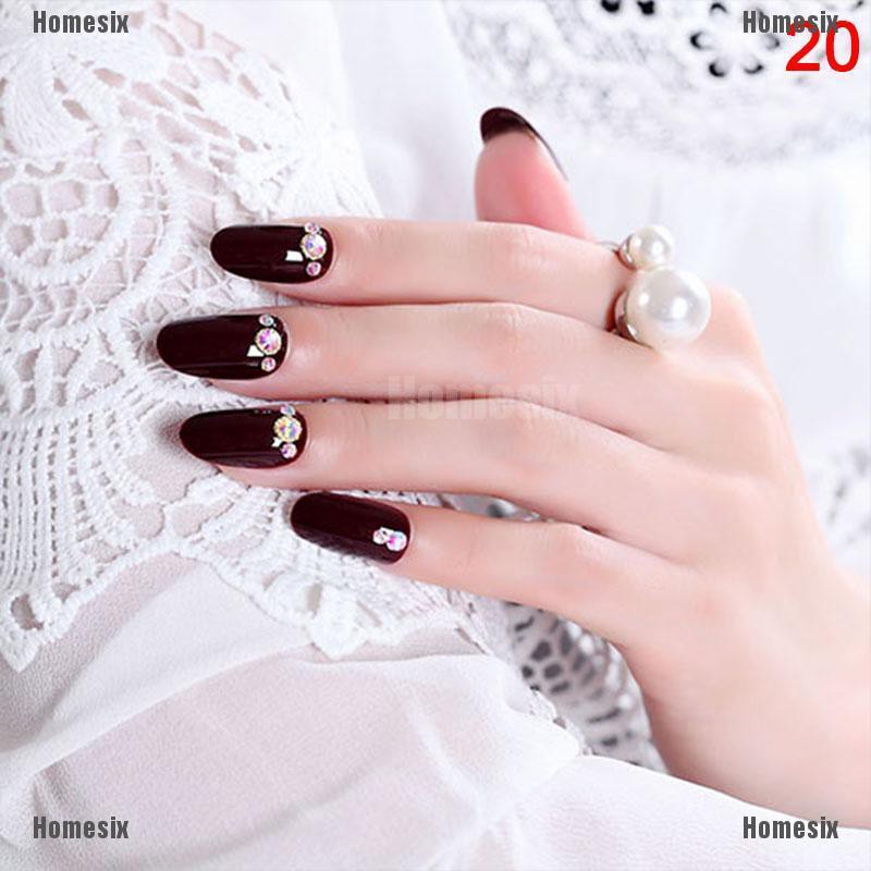 [UHMSI] 24pcs Ladies Fake Nails Transparent Floral Beads Decor DIY Photo studio photo RBD