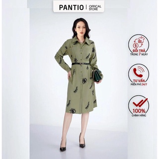 FDC53169 - Đầm công sở chất liệu thô kate cổ đức tay dài - PANTIO