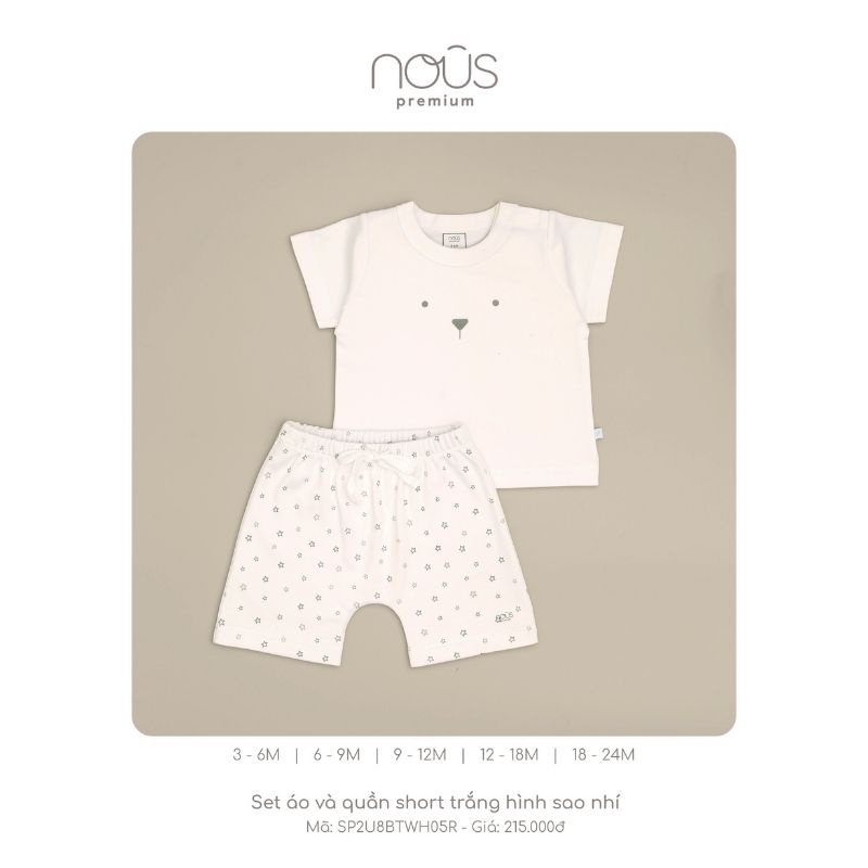 Bộ quần áo bé gái, bé trai họa tiết hình sao nhí- Nous premium - cho bé sơ sinh đến 6-9 tháng tuổi