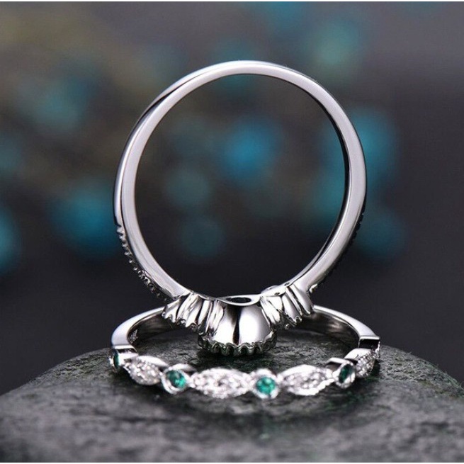 Nhẫn Đính Đá Sapphire Màu Ngọc Lục Bảo Cho Nữ YR