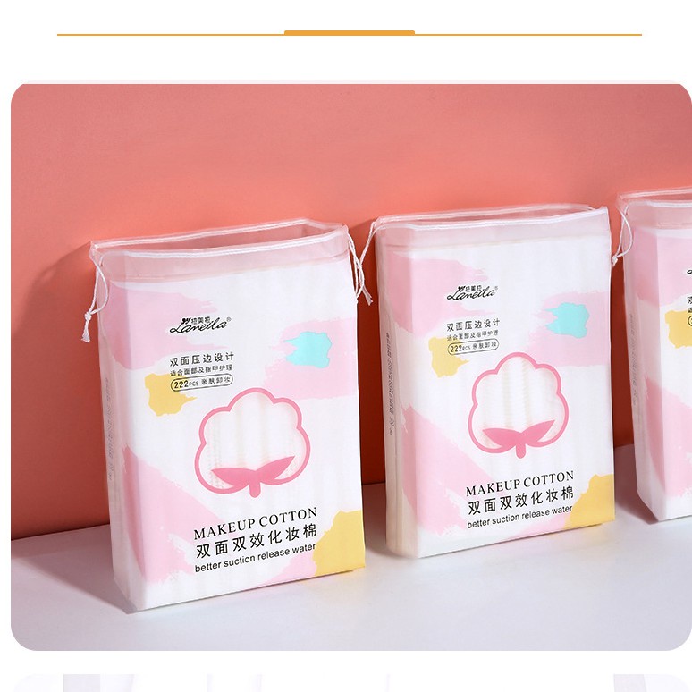 Bông tẩy trang 222 miếng Cotton Pads và Lameila dày dặn, ít xơ, bông tự nhiên