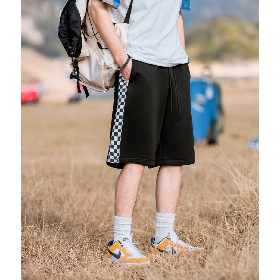 Quần Shorts nam nữ MEANSTORE sooc ống suông cạp chun Ulzzang short thể thao mặc ở nhà đi tập năng động - line caro