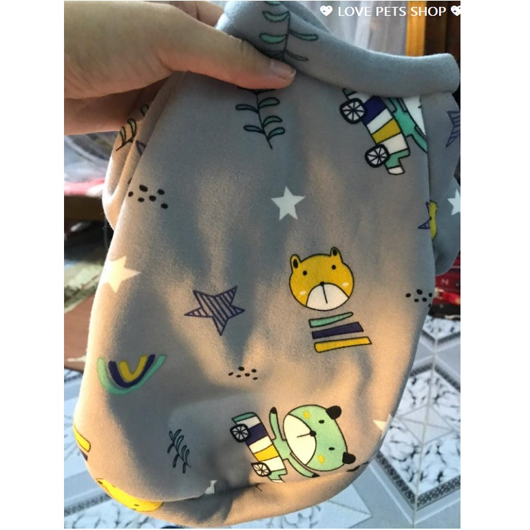 ÁO CHO CHÓ MÈO BẰNG VẢI NỈ HOẠ TIẾT DỄ THƯỚC - LOVE PETS SHOP