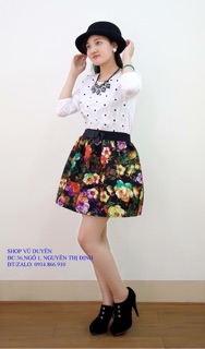 Sale off Váy liền áo pull chân váy hoa