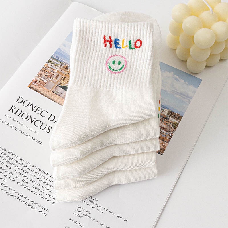 Tất nữ Choobe cổ cao họa tiết dễ thương chất cotton co giãn 4 chiều thoáng khí phong cách PK16