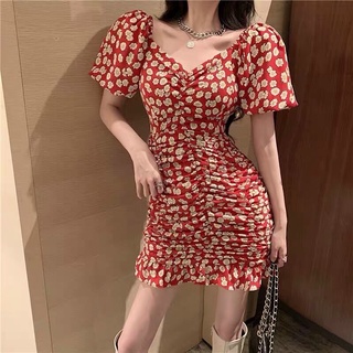 Đầm bông lụa kiểu nhùm xoè trễ vai