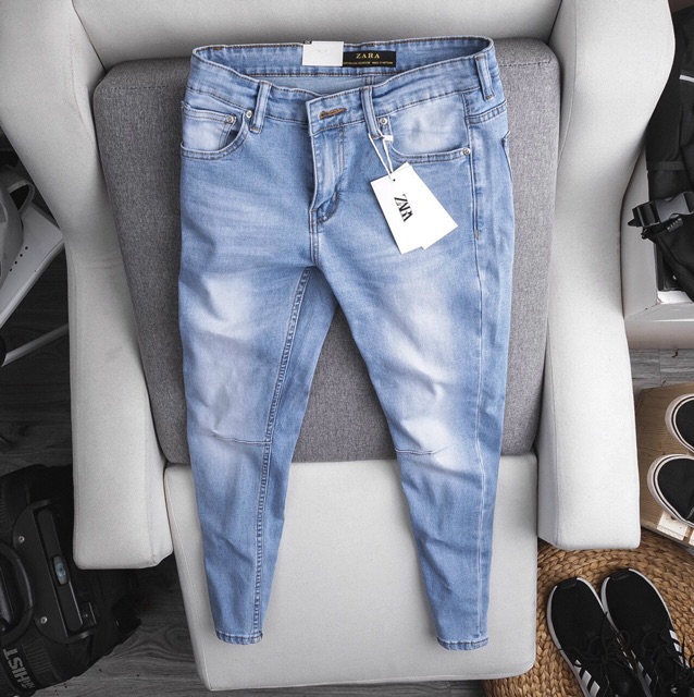 Quần jean nam ôm nhẹ hàng xuất dư jean co giãn
