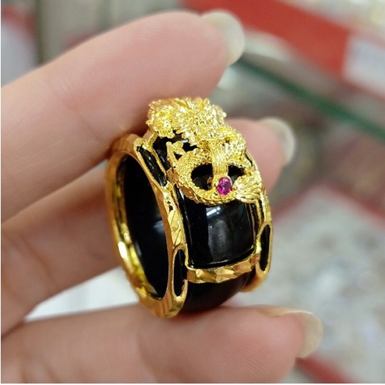 Nhẫn nam đẹp khắc hình rồng nổi bật không phai không bay màu