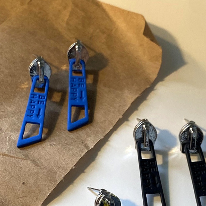 Khuyên Tai Có Khóa Kéo Phong Cách hip hop punk Hàn Quốc Mới Cho Nữ