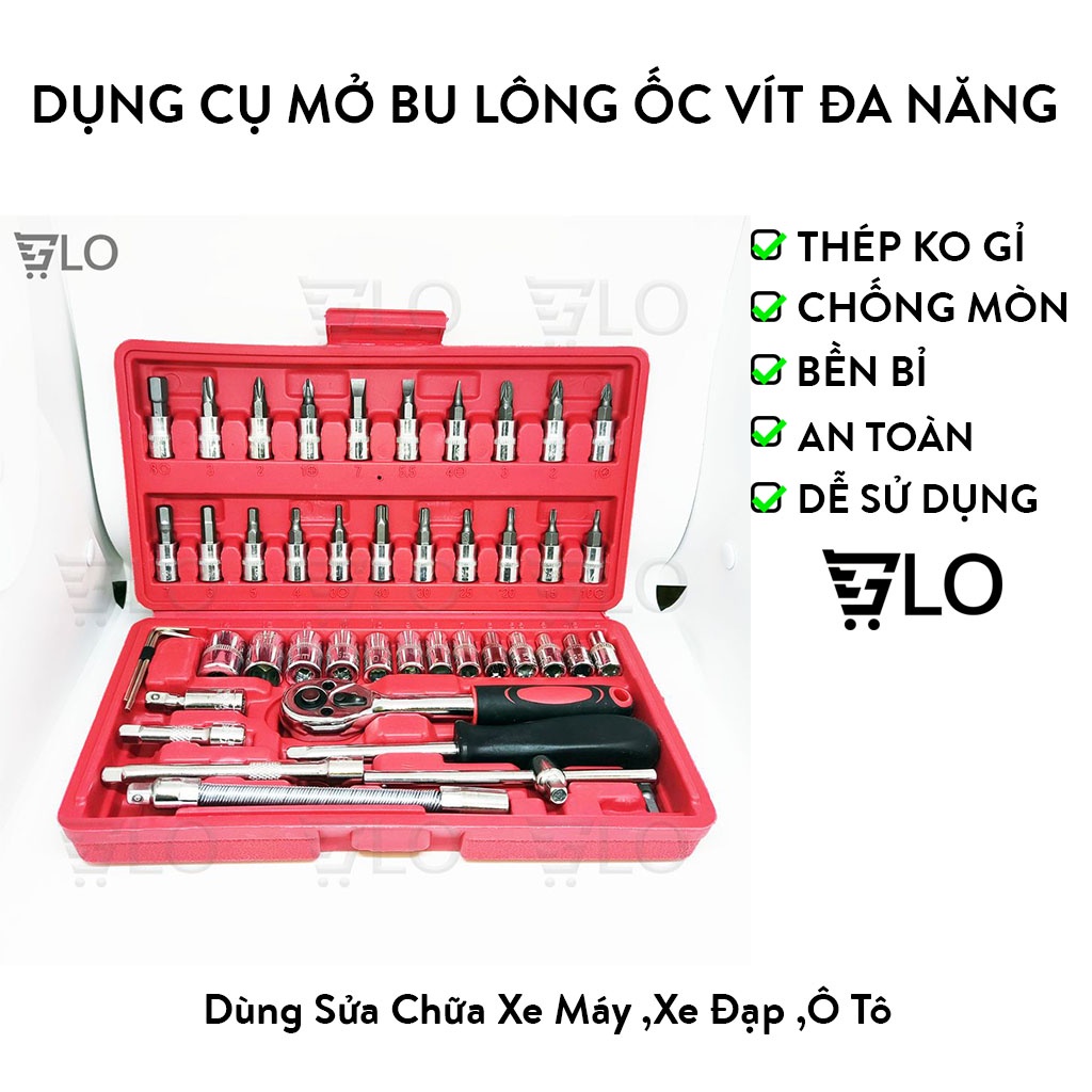 Bộ Dụng Cụ Mở Bu Lông Ốc Vít Đa Năng Sửa Chữa 46 Chi Tiết (Hàng Nhập Khẩu Giá Tốt)