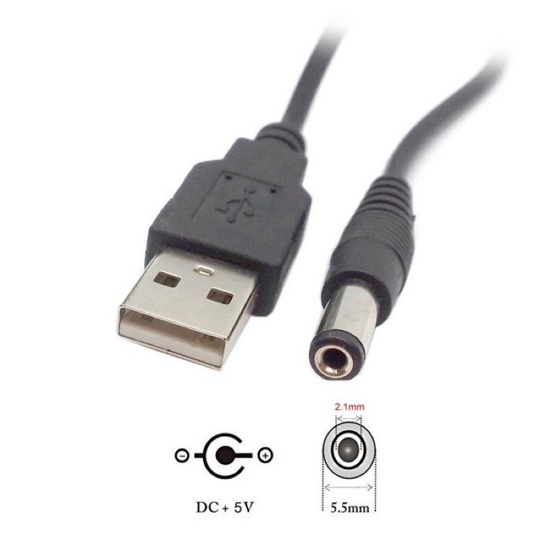 Cáp Chuyển USB ra 5V Jack DC 5.5*2.1mm