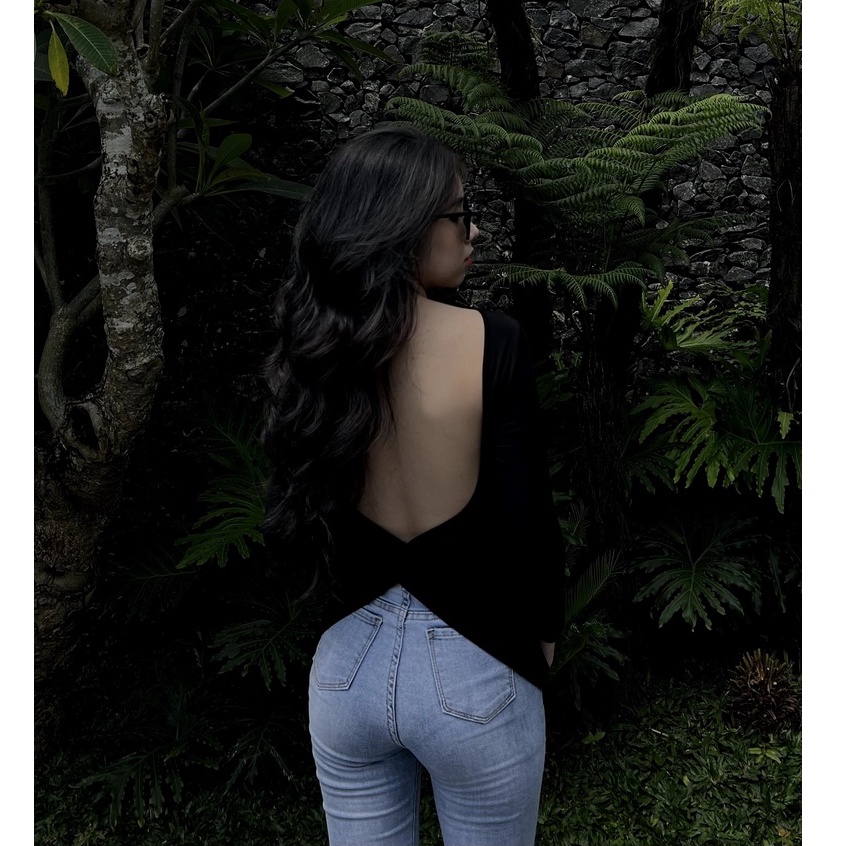 Áo Thun Nữ Hở Lưng Ôm Body Tay Dài La Boutique