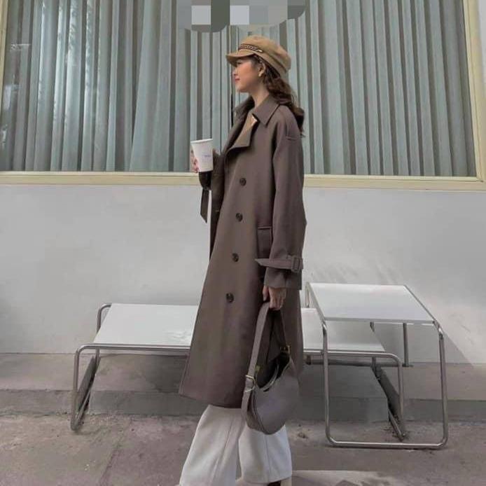 Áo khoác măng tô kaki dáng dài