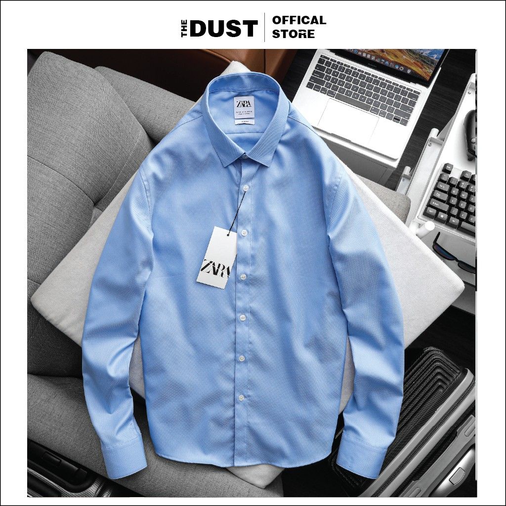 Áo sơ mi nam dài tay trơn cổ bẻ basic ZRA chuẩn form slimfit, Sơ mi nam công sở vải hạt cao cấp