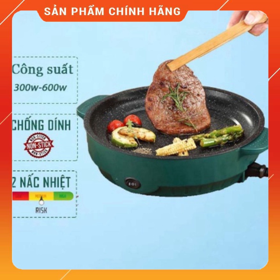 Chảo Nướng Điện Đa Năng Mini, Bếp Nướng Điện Chống Dính Shanban 2 Nấc Nhiệt AHM Mart