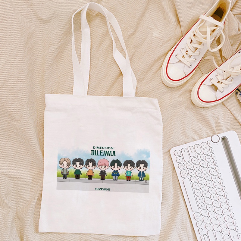 Enhypen Totebag Canvas KPOP Túi xách đeo vai Túi mua sắm thông thường Túi tote bé gái