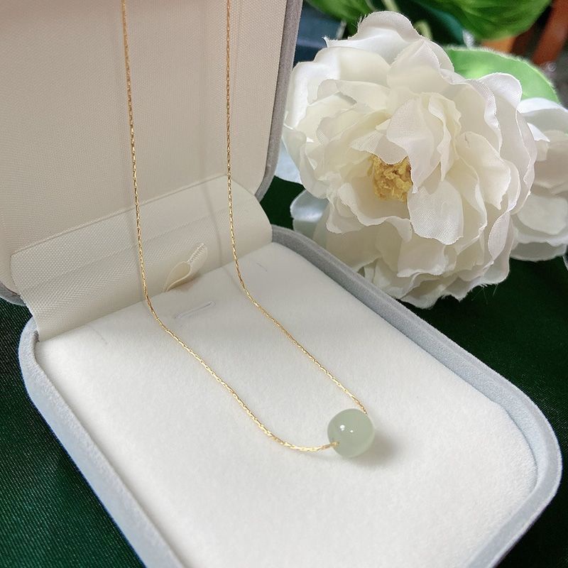 Vòng cổ Chuỗi Hạt Ngọc Bích Ba Thế Giới May Mắn Cao Cấp Phong Cách Cổ Điển Sang Trọng Cho Nữ