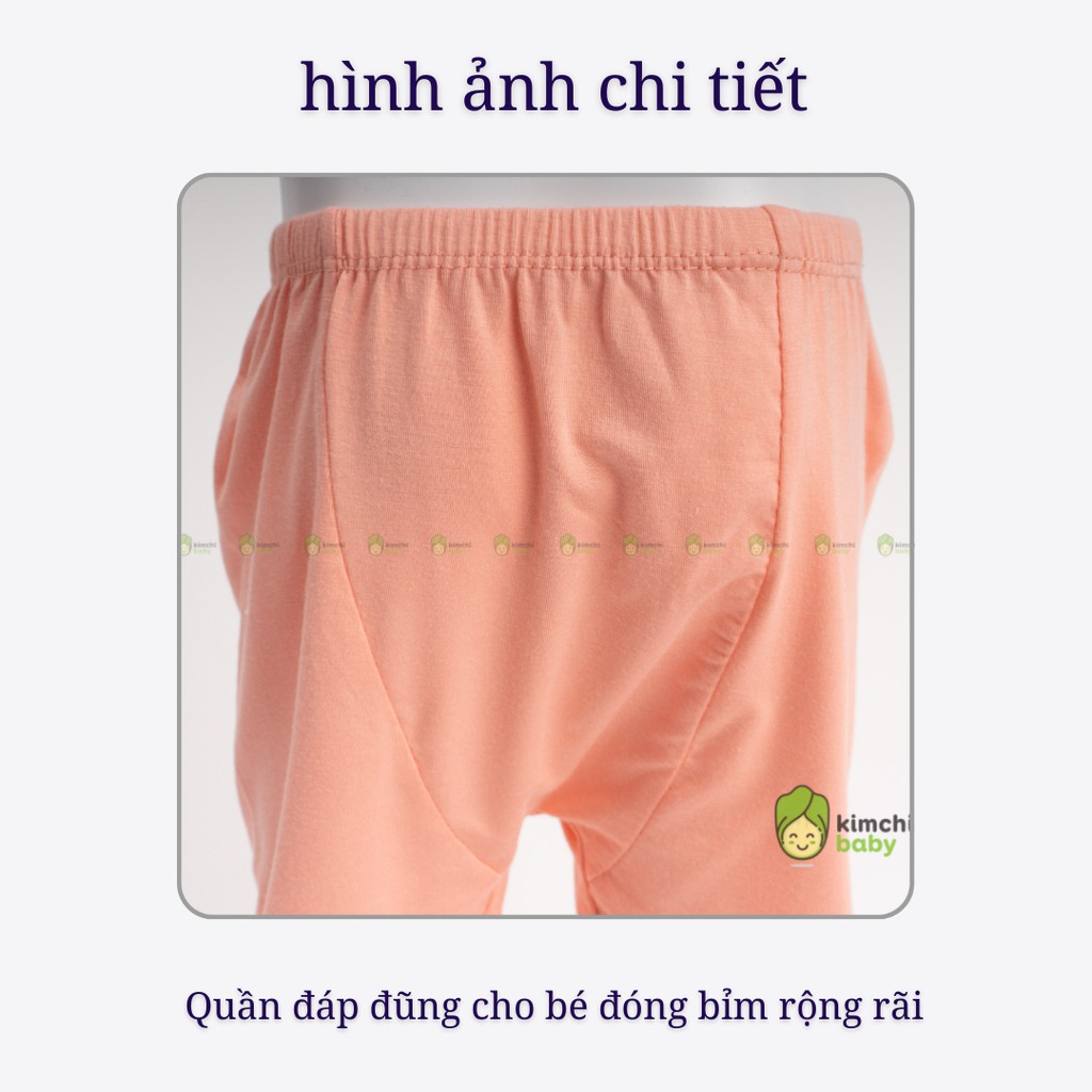 Quần Bé Gái, Bé Trai KIMCHIBABY Vải Thun Lạnh Đáp Đũng Trơn, Quần Dài Cho Bé Mặc Thu Đông KWQTD2102