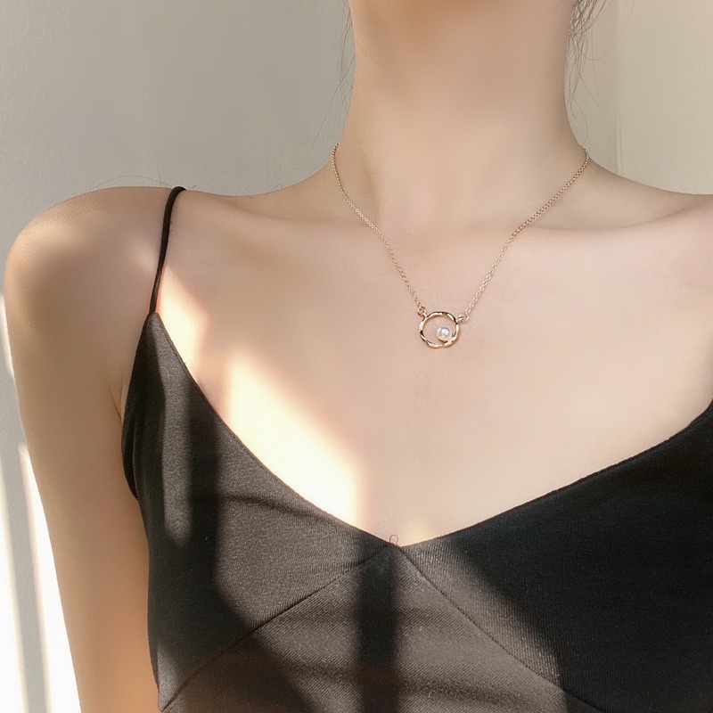 Vòng cổ nữ dây chuyền lolita xinh xắn đơn giản màu vàng dạng tròn dịu dàng V158