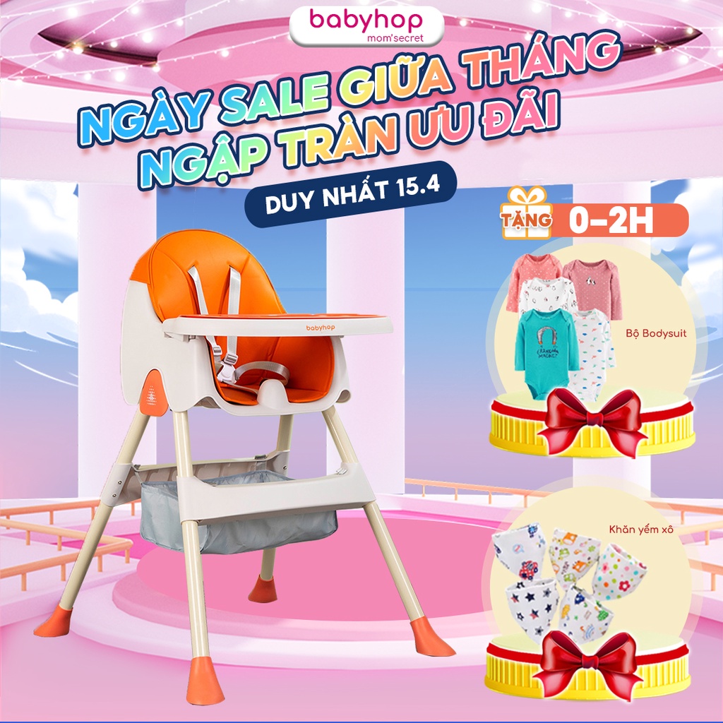 Ghế ăn dặm cho bé U2 babyhop thiết kế chân điều chỉnh độ cao, kèm mặt bàn dành cho bé từ 6 tháng chịu lực tới 70kg