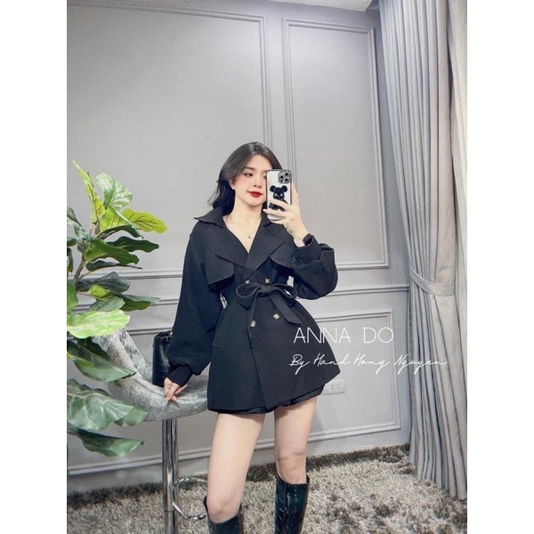 Áo khoác măng tô 2 lớp dáng ngắn phong cách Hàn Quốc cho nữ | BigBuy360 - bigbuy360.vn