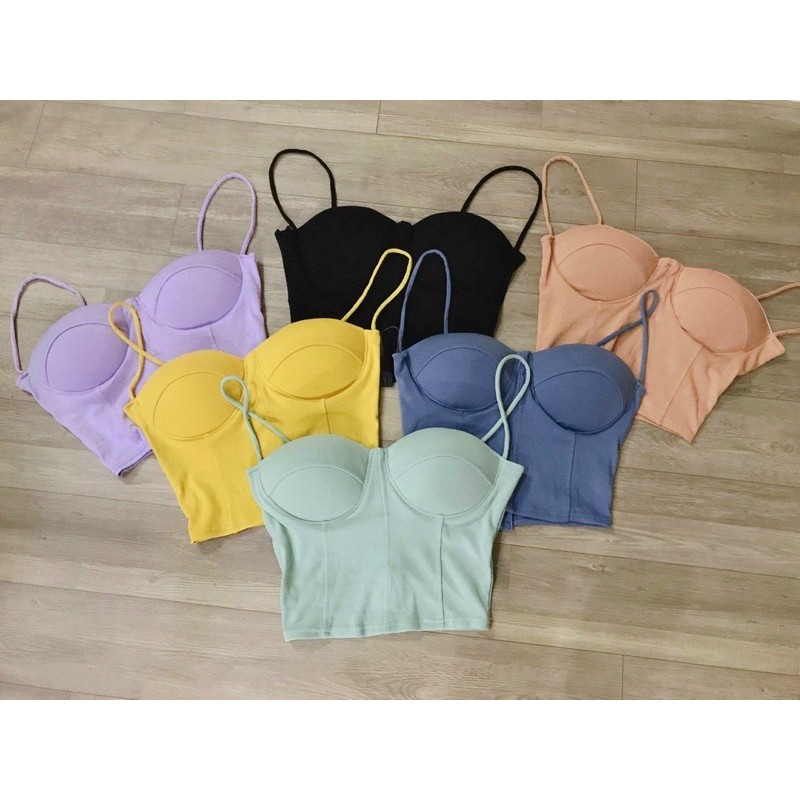 Áo 2 dây có mút ngực cúp ngực croptop chất thun xịn - S0T