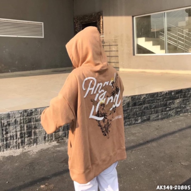 Áo Khoác Nỉ Nữ Nỉ Bông Dày Dặn Hàng QC Form Rộng Unisex Áo Khoác Nữ Khoá Kéo Thun Nỉ in ANGEL-LAND NÂU - AK3349 | BigBuy360 - bigbuy360.vn