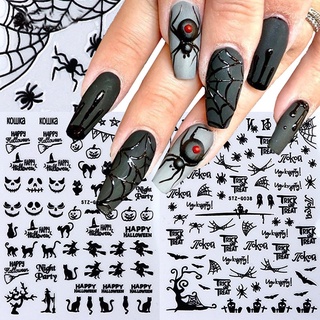 Sticker Dán Móng Nghệ Thuật 3d Màu Vàng Đen Phong Cách halloween