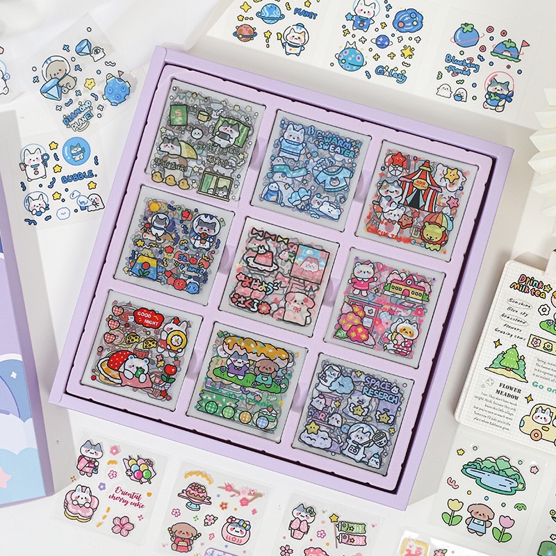 🌸Set 450 tấm sticker nhãn dán trang trí bìa sách sổ lưu niệm magical sweeties dễ thương🌸