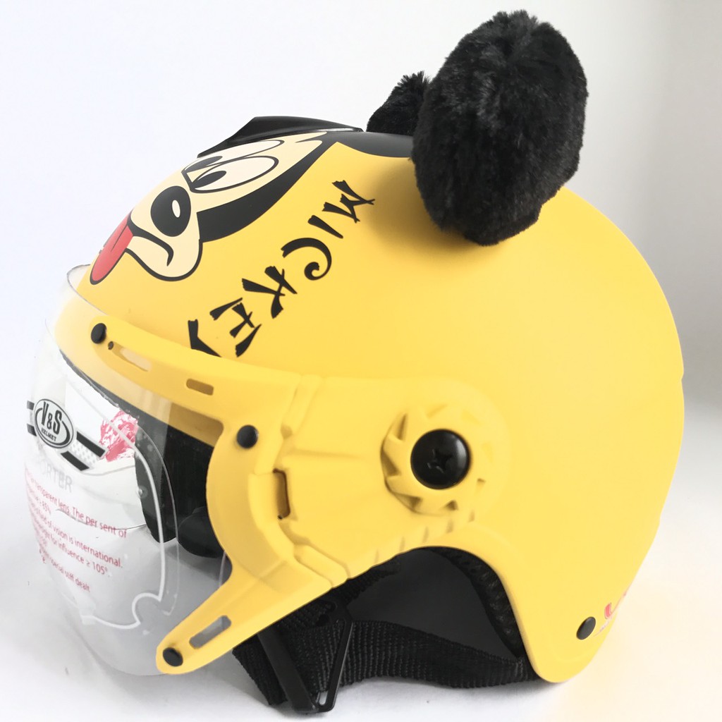 Mũ bảo hiểm trẻ em có kính V&amp;S Helmet Chuột Mickey vàng