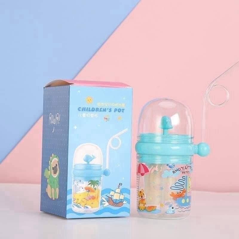 freeship LOẠI 1  BÌNH TẬP UỐNG CHỐNG SẶC HÌNH CÁ HEO PHUN NƯỚC SIÊU ĐÁNG YÊU 250ml nhựa Tritan - MÀU HỒNG