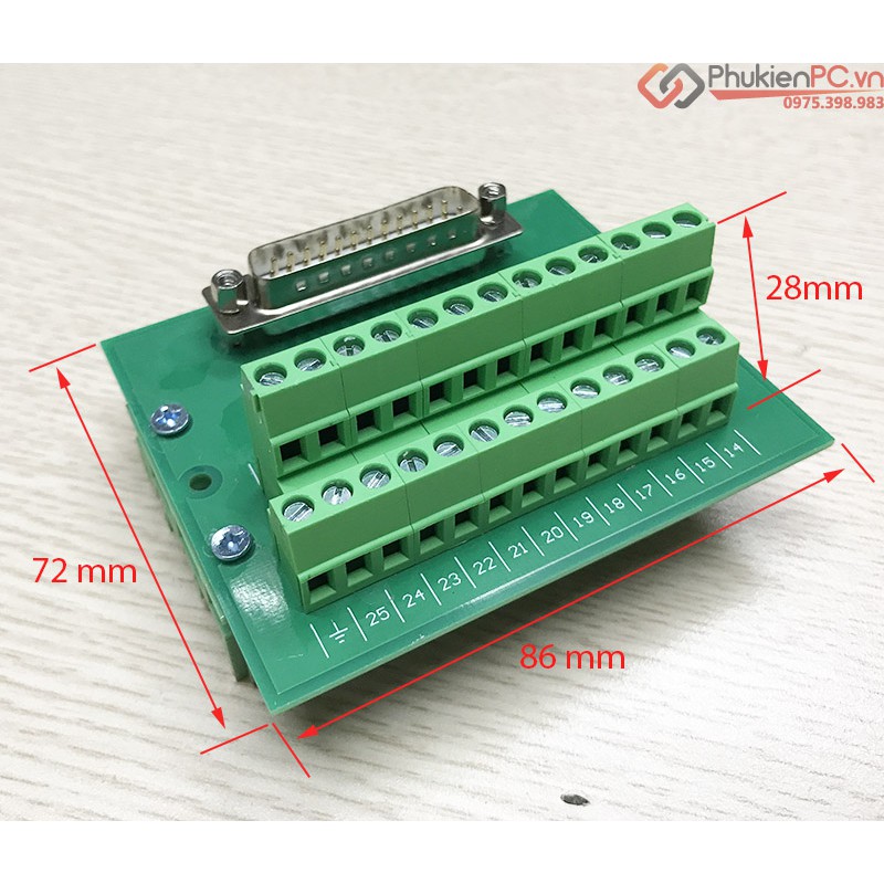 Đầu nối DB25 LPT Male cài ray-Terminal Block