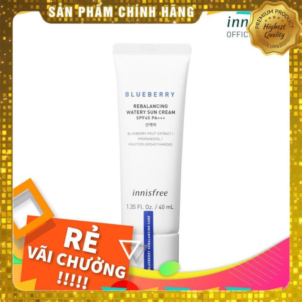 Kem chống nắng vật lý innisfree Blueberry Rebalancing Watery Sun Cream Spf45 Pa+++ 40ml