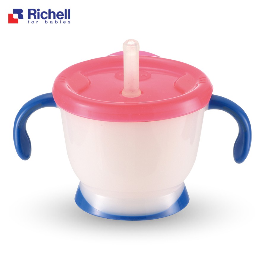 Cốc tập uống 3 giai đoạn Richell 150ml chống sặc ống hút silicone