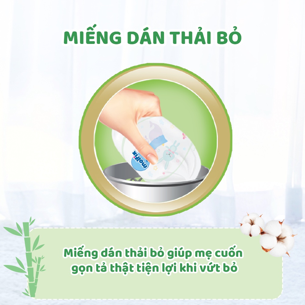 Miếng lót Molfix sơ sinh cho bé (có thể dùng thay băng vệ sinh cho mẹ) Newborn1/2 - Gói 74 miếng/100 miếng/66 miếng