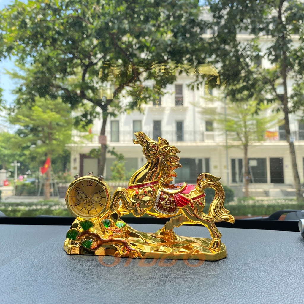 Tượng Ngựa Vàng - Tuấn Mã Vượt Dốc - Tượng Phong Thủy Trang Trí Taplo Ô Tô