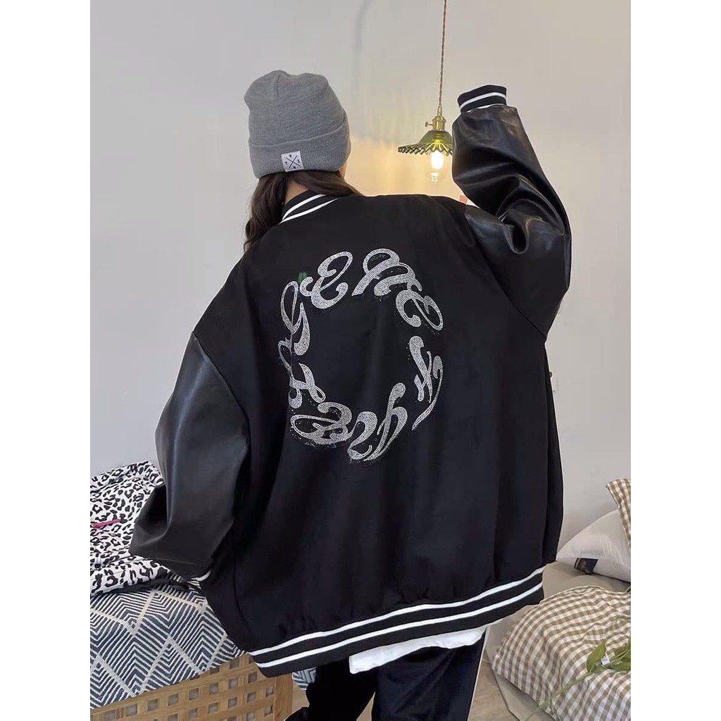 Khoác Nỉ Tay Phối Da Nam Nữ, Bomber Tay Da Unisex Form Rộng | BigBuy360 - bigbuy360.vn