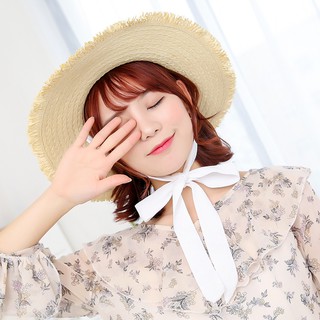 [Có Sẵn] Mũ cói vuông dây vải VINTAGE vành tua rua_MU04 ( Mẫu mới)