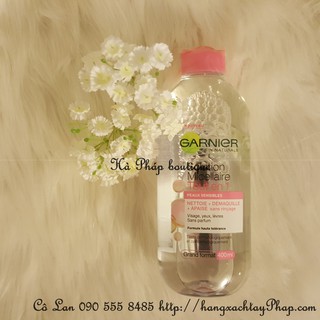 Tẩy trang garnier hồng cho da nhạy cảm 400ml