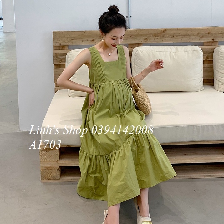 Váy Bầu Đầm Bầu Xinh Hai Dây A1703