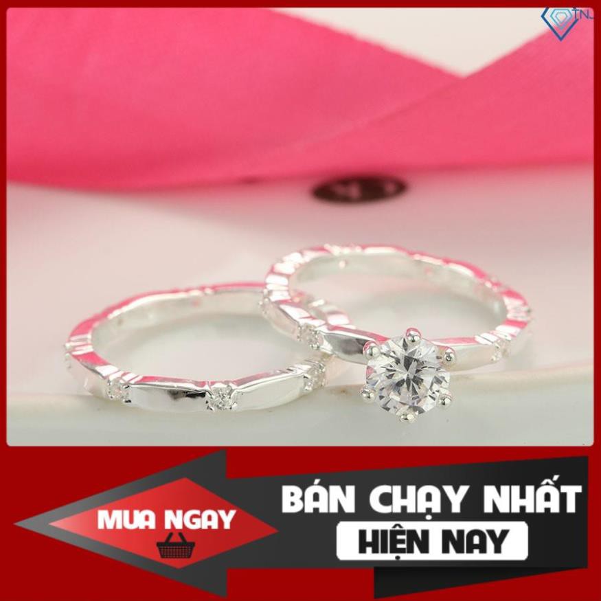 Nhẫn đôi bạn thân, nhẫn cặp bạc tình bạn đẹp đính đá khắc tên