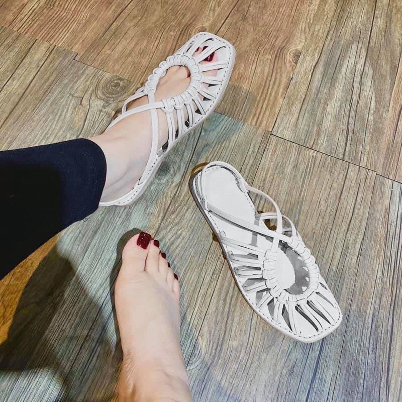 giày sandal coi rọ phối dây đan sẵn xinh